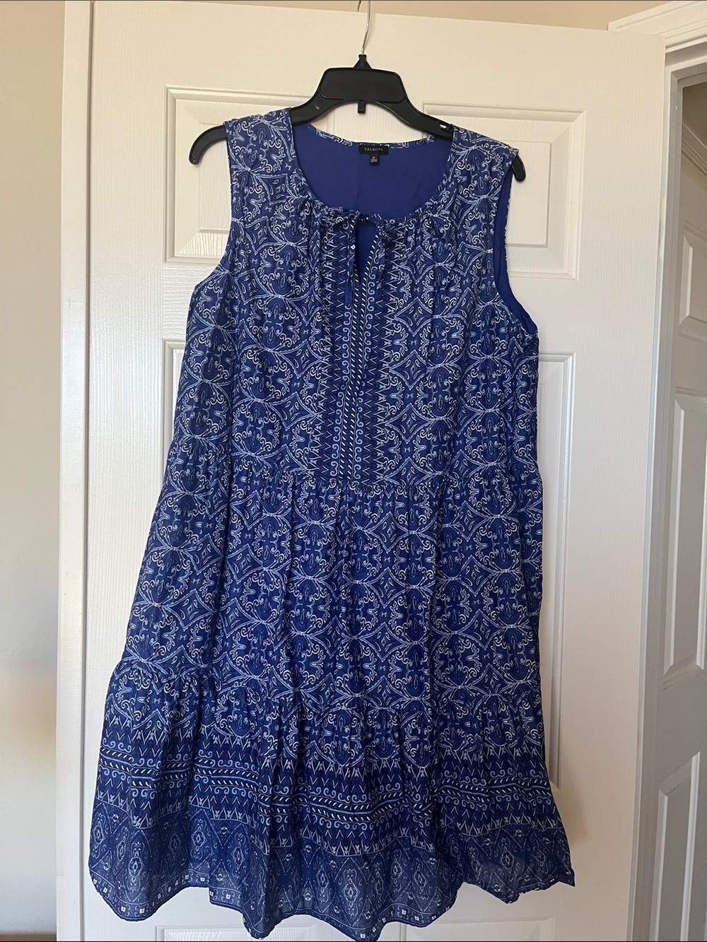 Talbots Navy and White Sleeveless layered Dress
